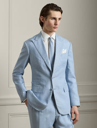 Kent jacket in silk and linen blend - Chambray Blue