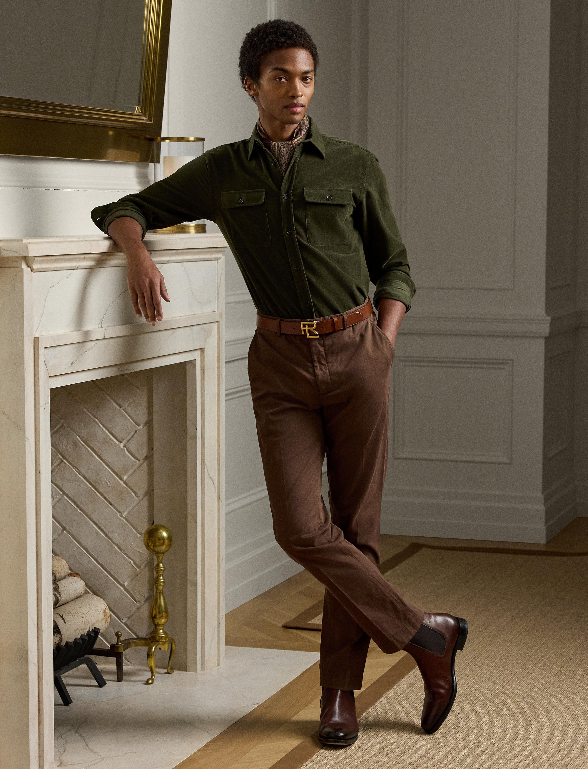 Pantalon chino stretch slim fait main - Chestnut Brown