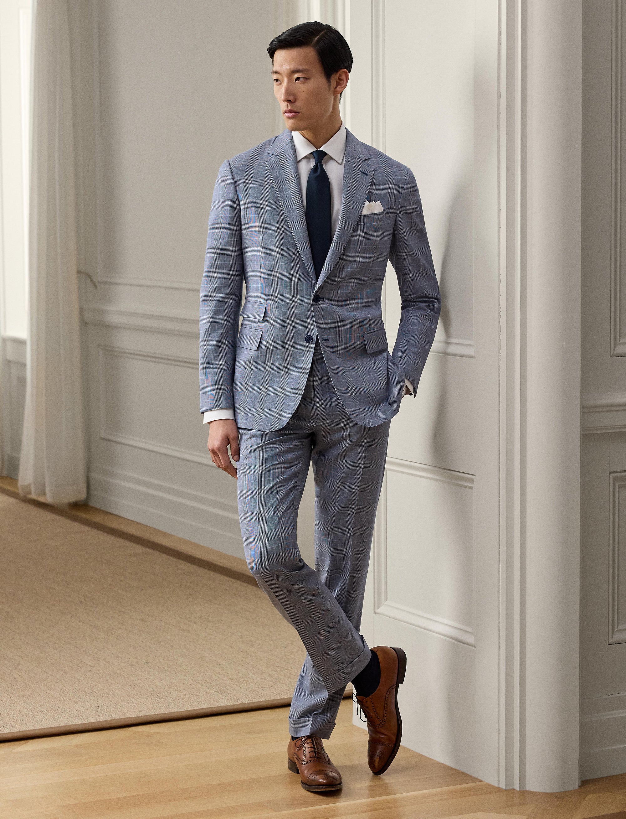 Costume Kent prince-de-galles en laine - Navy, Cream With Light Blue Oc