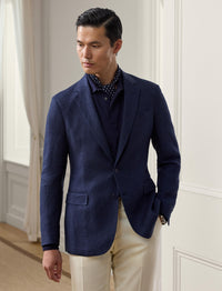 Hadley herringbone linen jacket - Navy