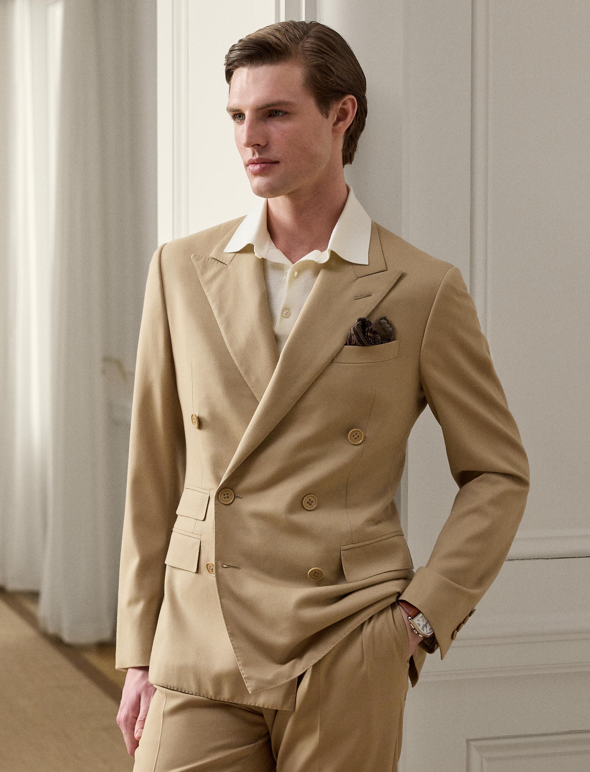 Veste Kent en gabardine de laine - Tan