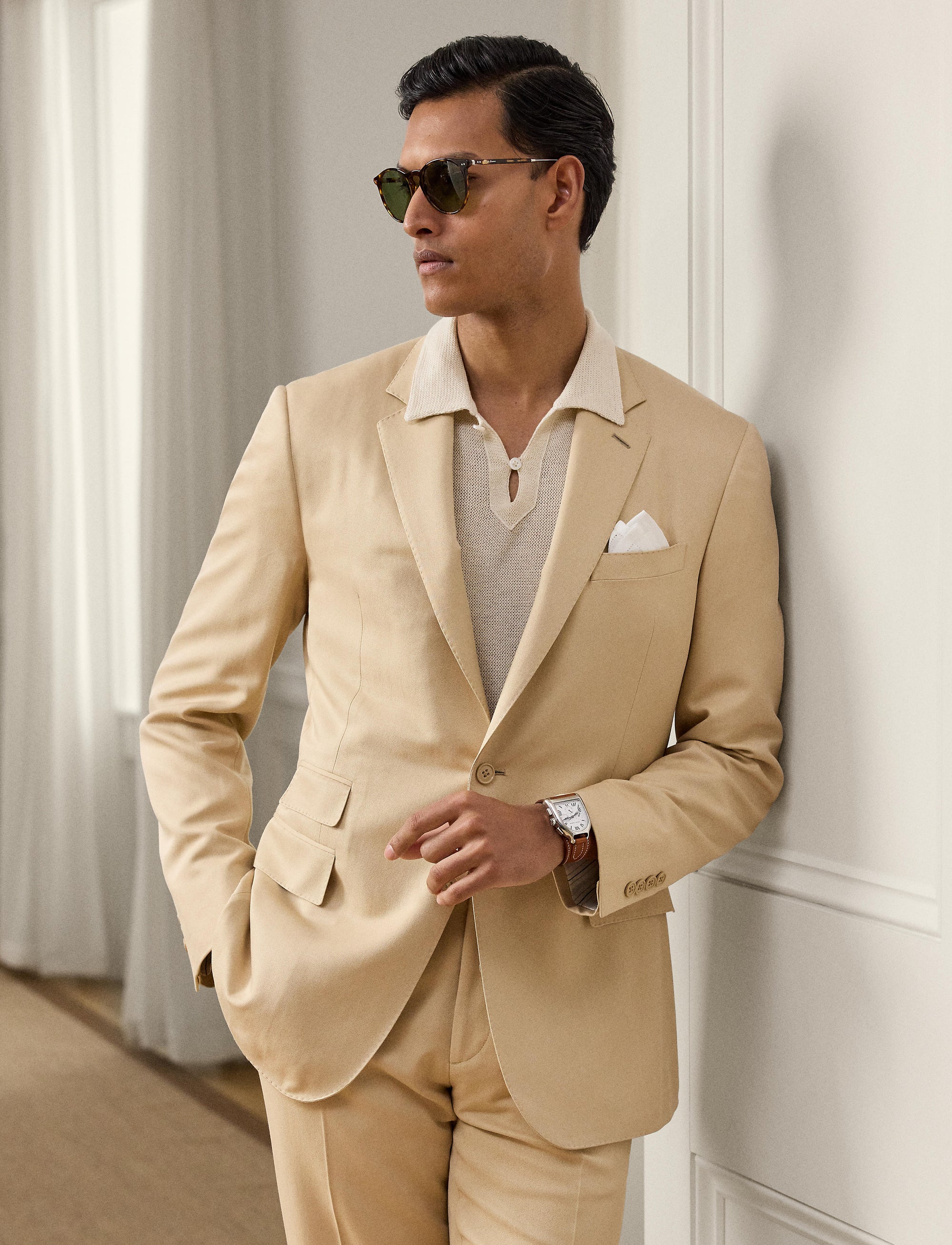 Veste Kent en gabardine de soie - Tan