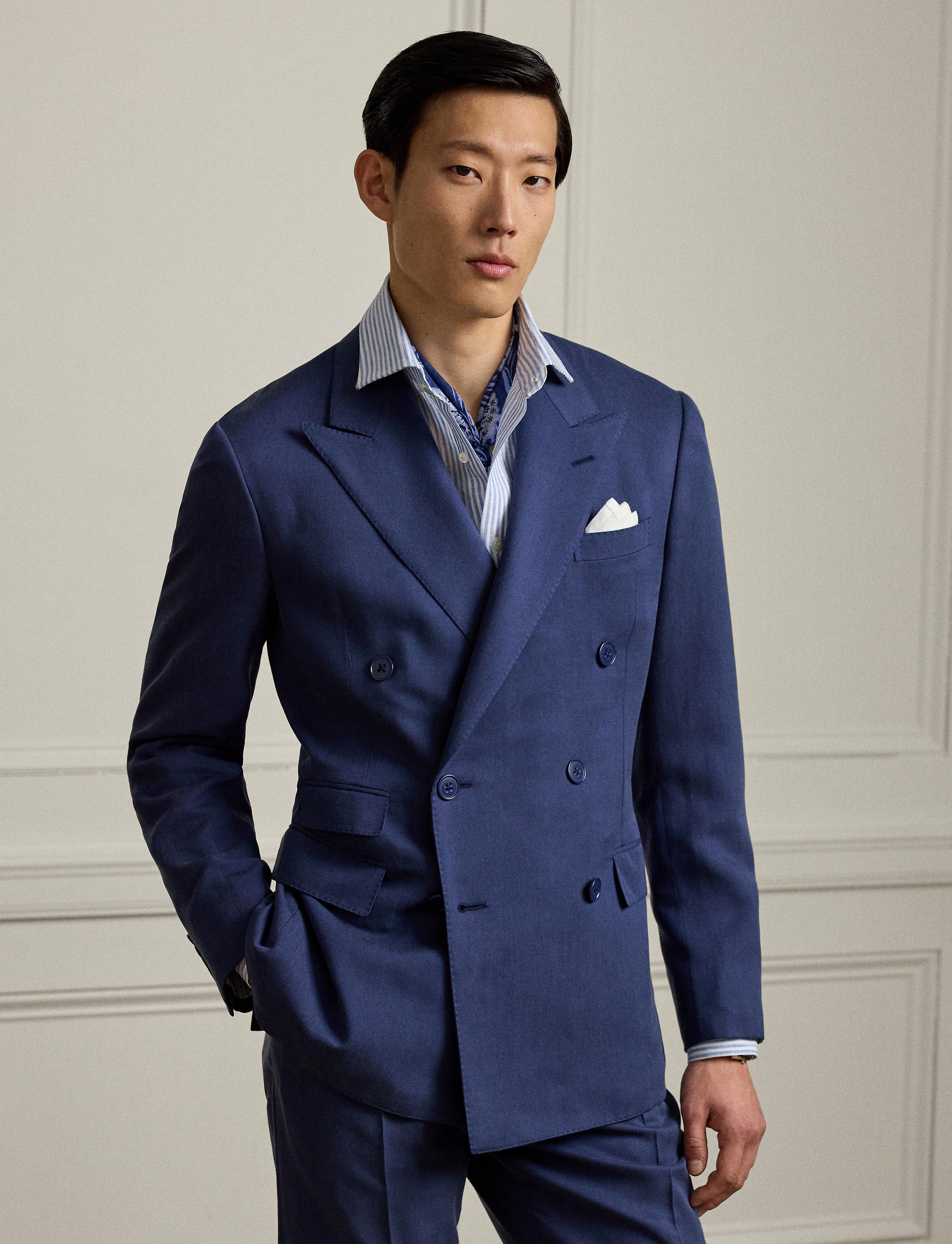 Veste Kent en gabardine de soie - Navy