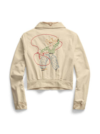 Veste brodée à la main en sergé - Stone