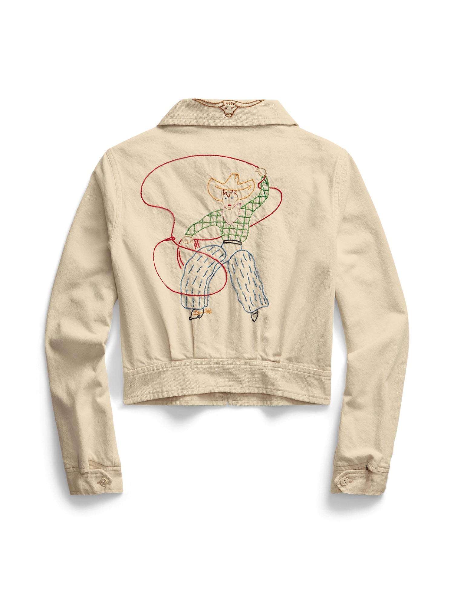 Veste brodée à la main en sergé - Stone