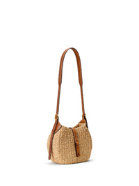 Petit sac Shoulder Polo ID en raphia - Natural & Cuoio