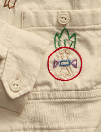 Veste brodée à la main en sergé - Stone