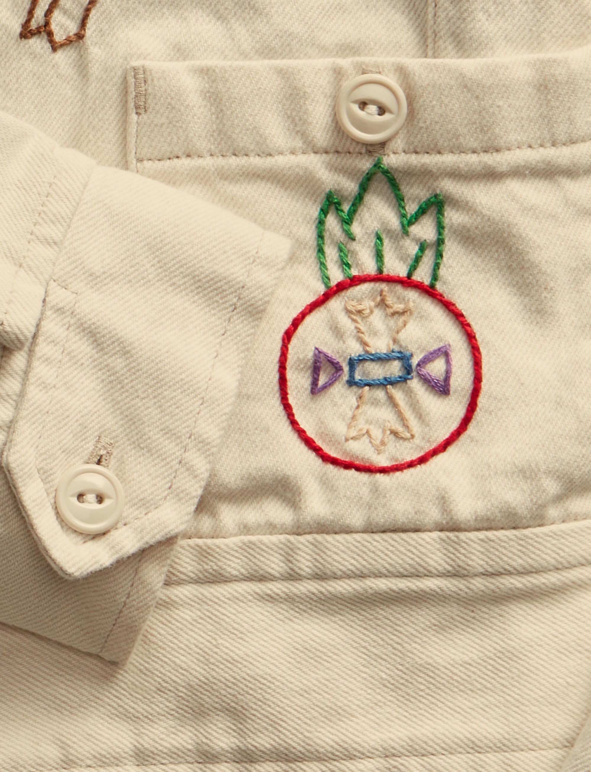 Veste brodée à la main en sergé - Stone