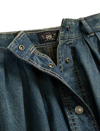 Jupe plissée en denim indigo - Medium Indigo