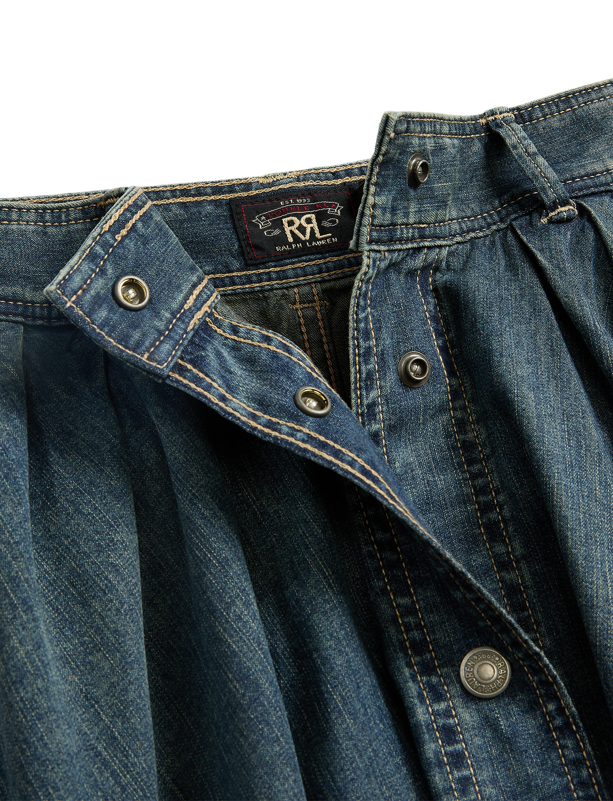 Jupe plissée en denim indigo - Medium Indigo