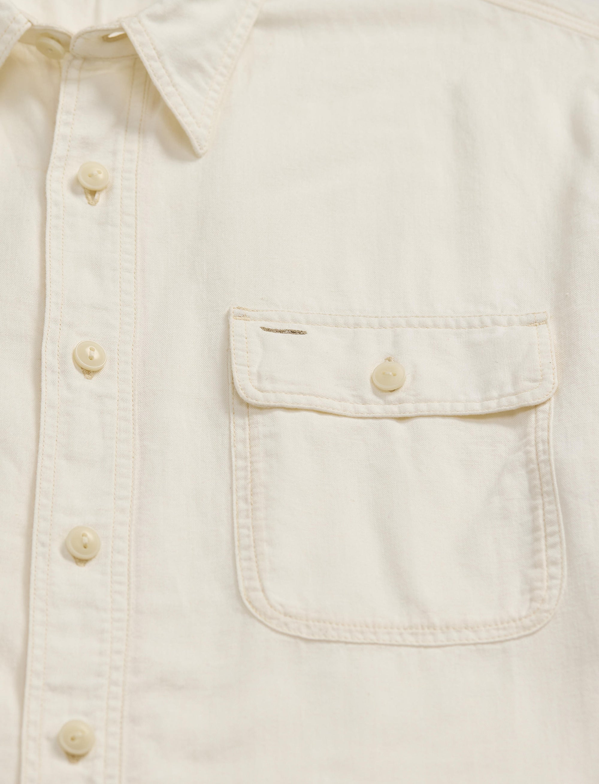 Chemise workwear à lisière selvedge - Natural & Off-White