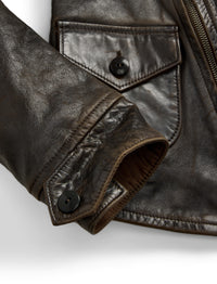 Veste moto en cuir - Dark Sepia