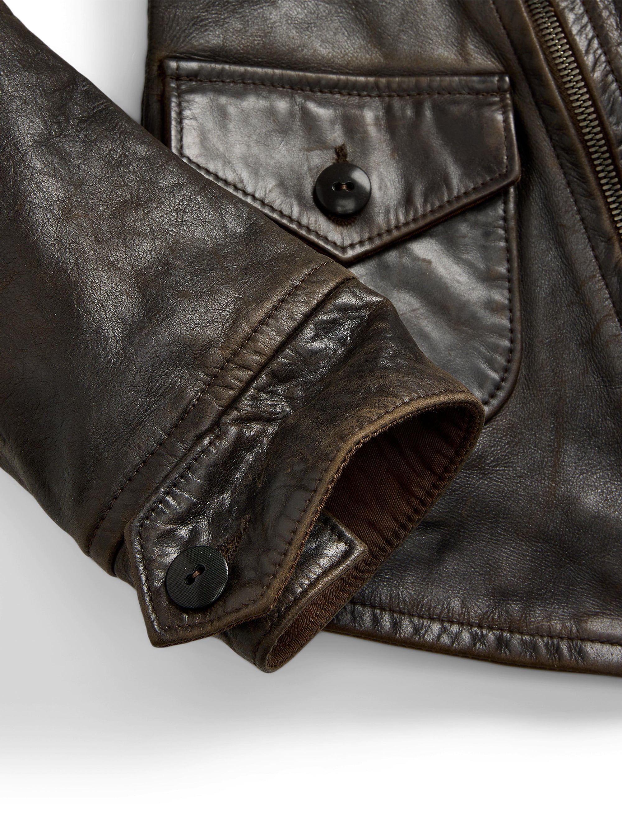 Veste moto en cuir - Dark Sepia