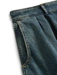 Jupe plissée en denim indigo - Medium Indigo