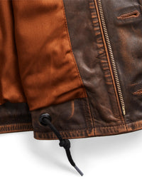 Veste col en peau lainée - Brown