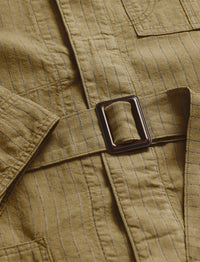 Manteau rayé en lin - Tan & Multicolore