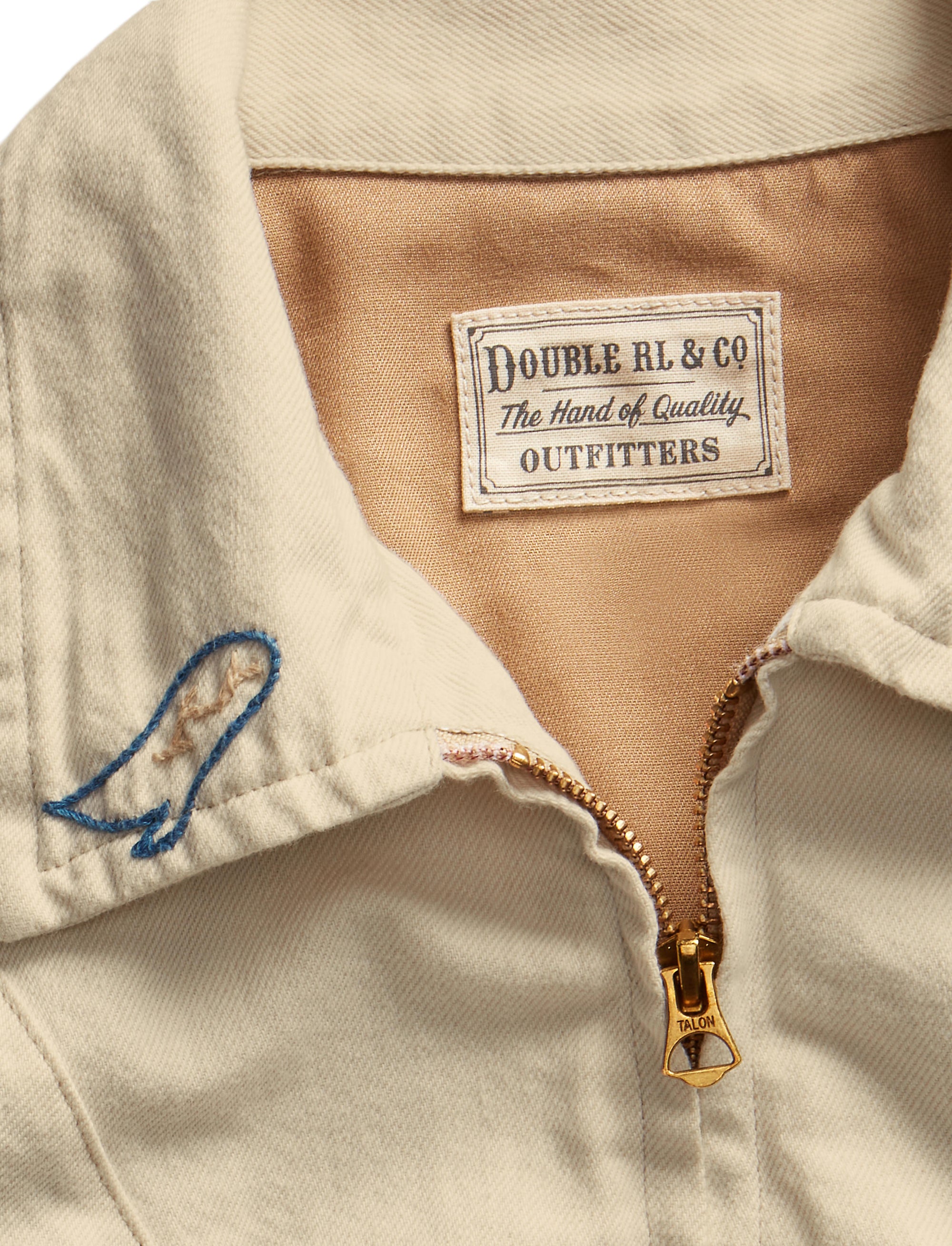 Veste brodée à la main en sergé - Stone