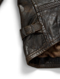 Veste moto en cuir - Dark Sepia