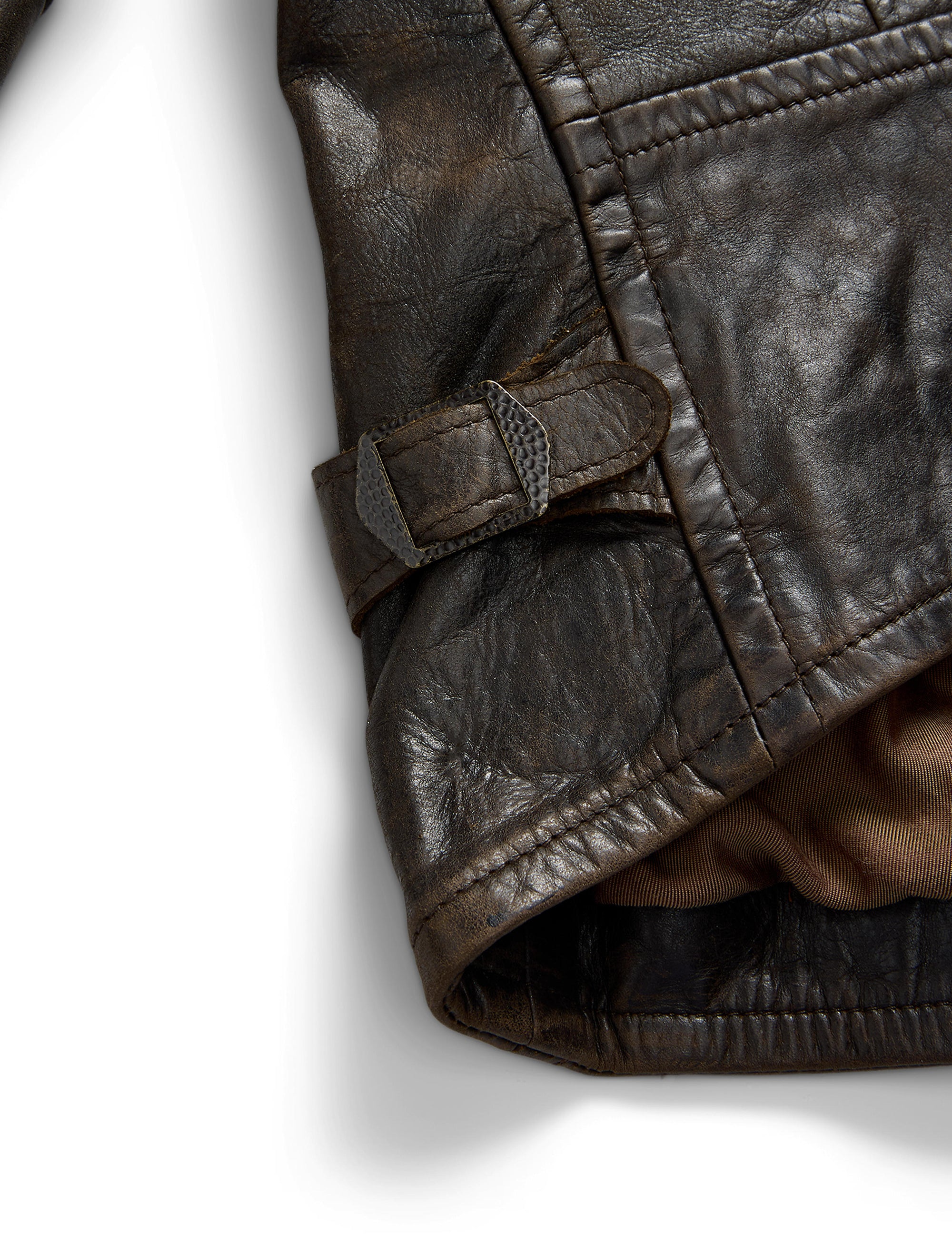 Veste moto en cuir - Dark Sepia