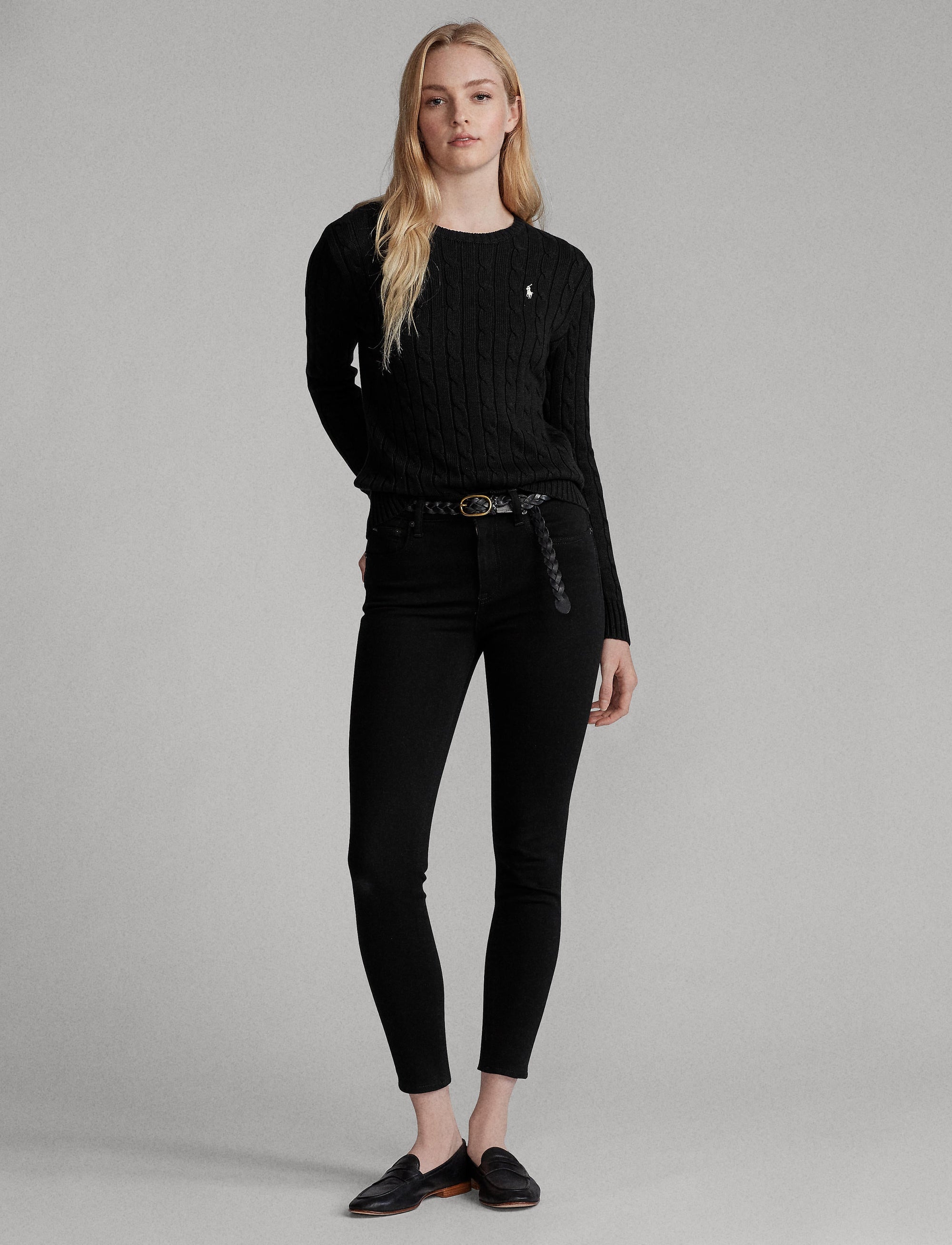 Cotton cable jumper - Polo Black