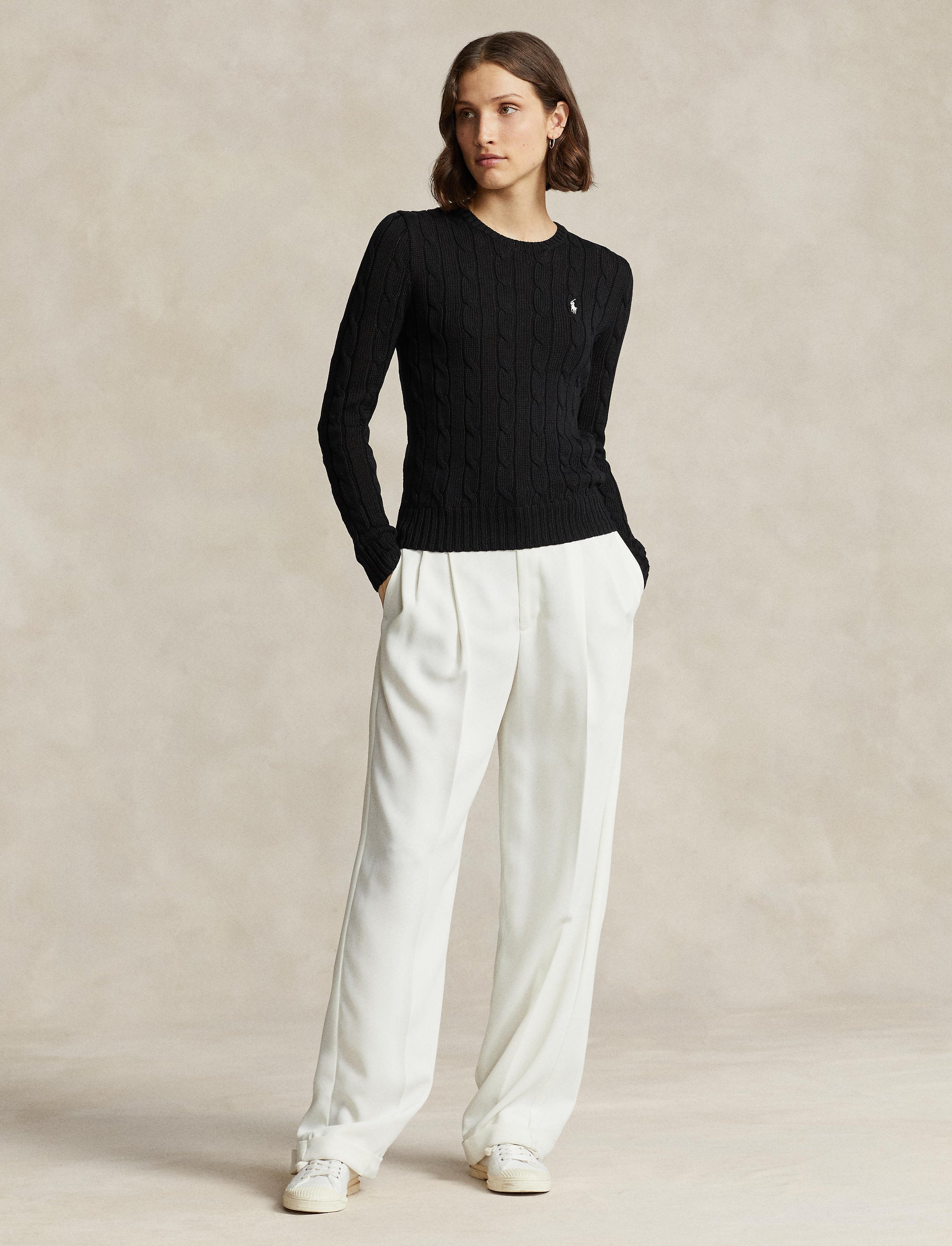 Fitted cable jumper - Polo Black & White Pp