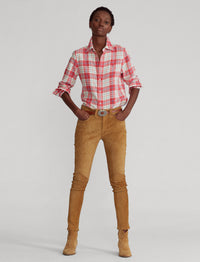 Tartan cotton twill shirt - Faded Red & Cream Plaid
