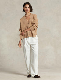 Cardigan jumper in wool blend - Camel Melange Collection