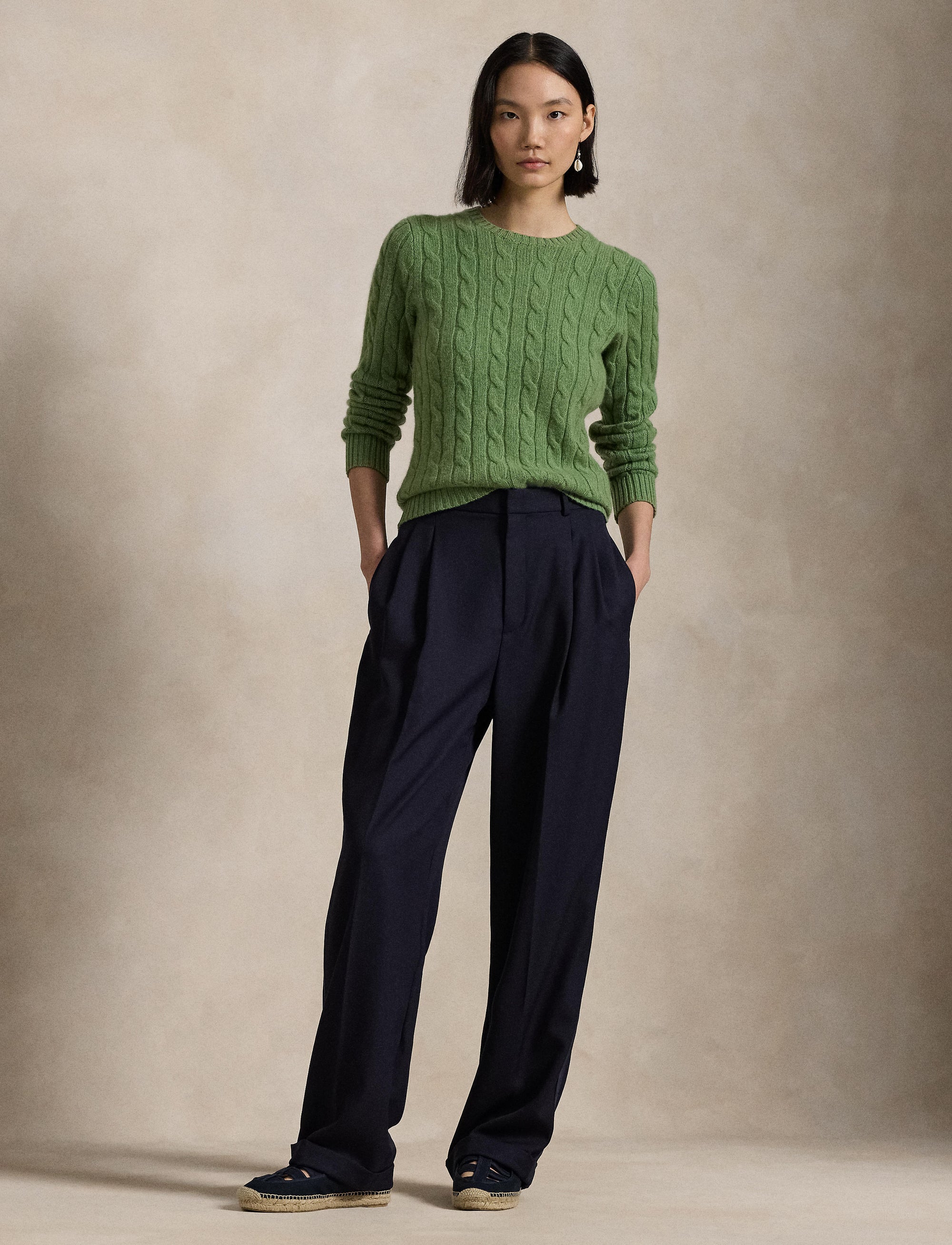 Pull Julianna en cachemire torsadé - Smoke Green Heather
