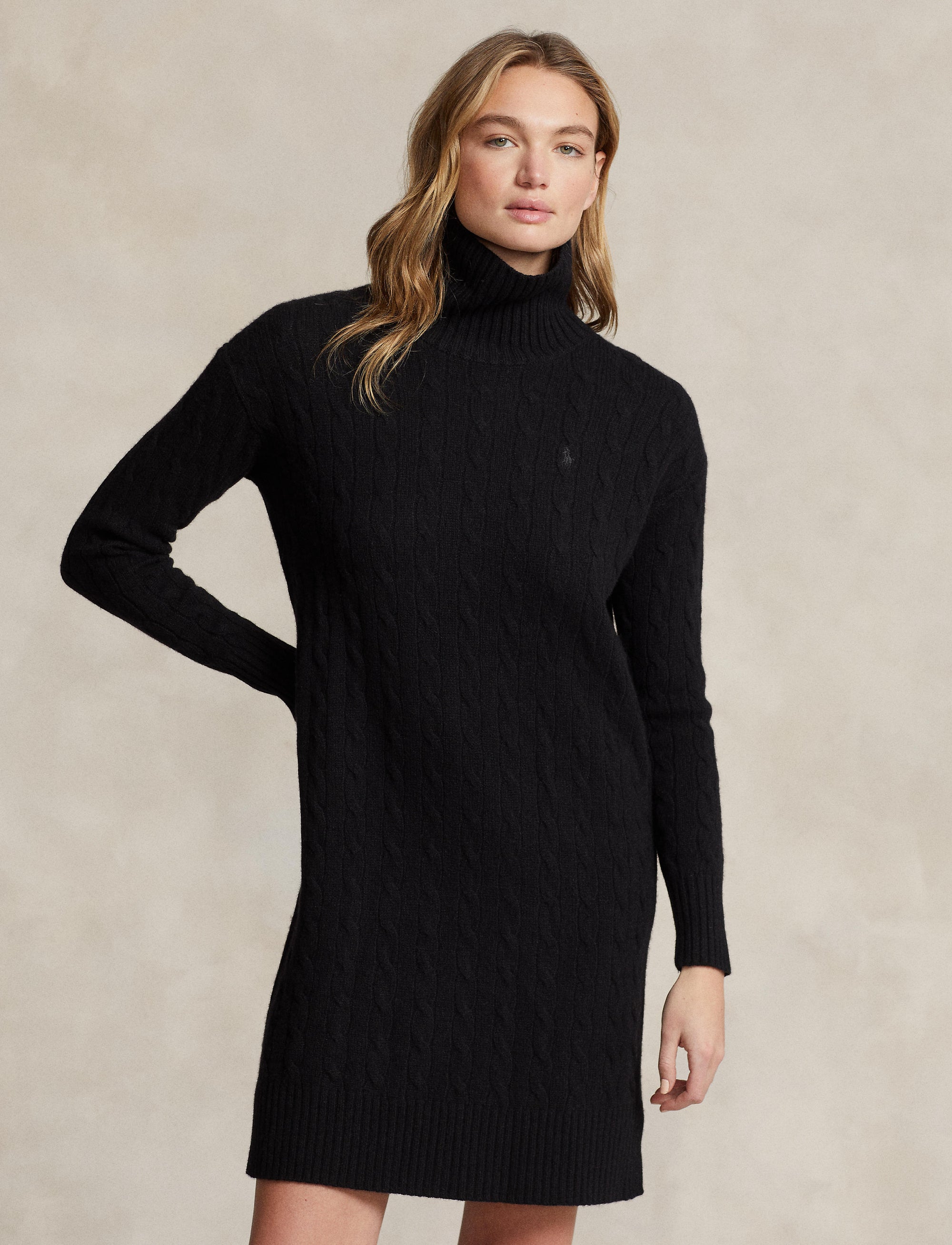 Wool turtleneck jumper dress - Polo Black