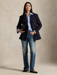 Blazer croisé en laine mélangée - Navy