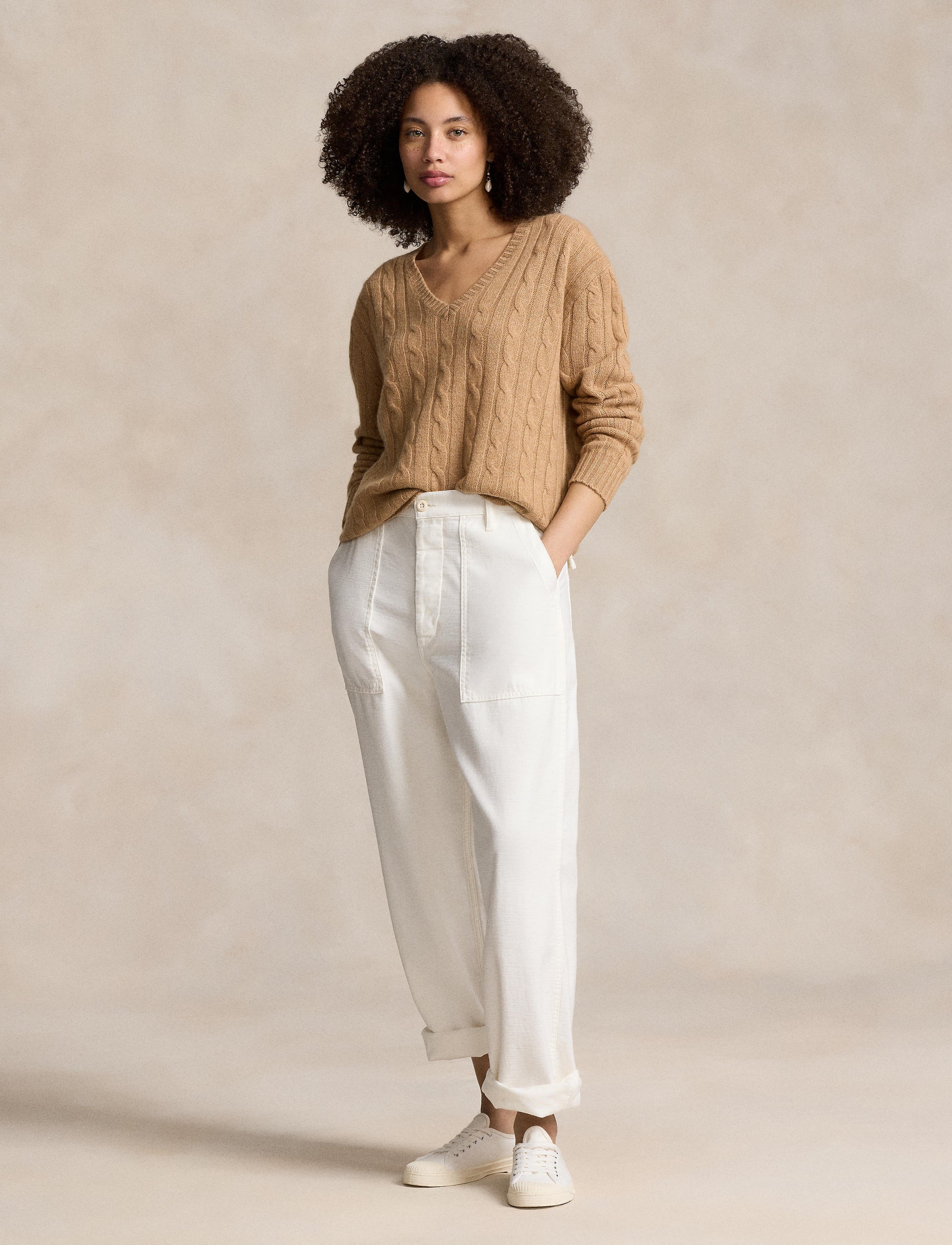 Pull torsadé décontracté en cachemire - Collection Camel Melange