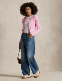Cardigan torsadé à col rond en coton - Carmel Pink