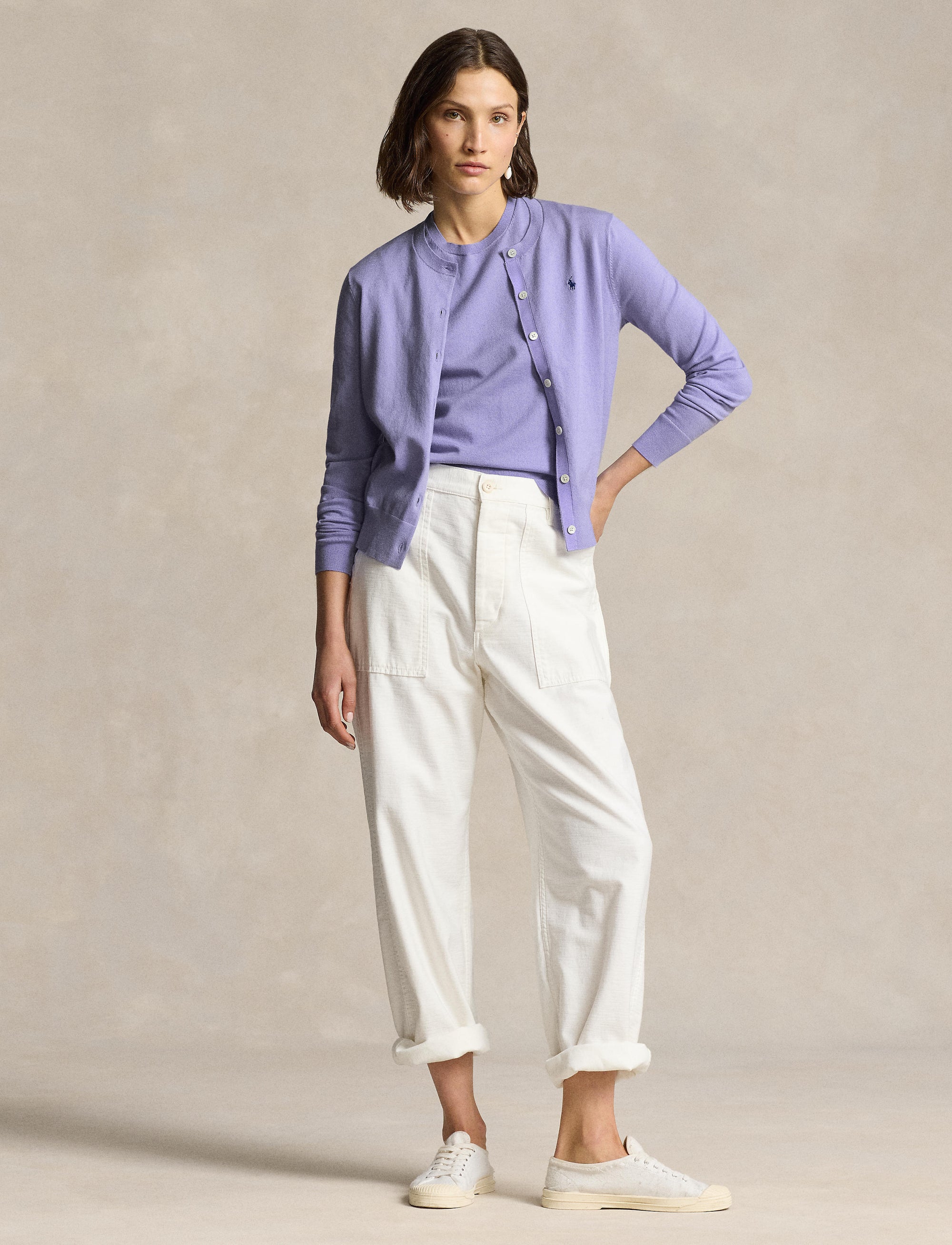Cotton blend cardigan - Lavender