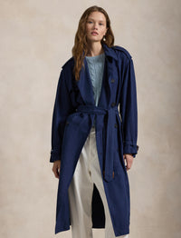 Trench-coat en soie et lin mélangé - Newport Navy