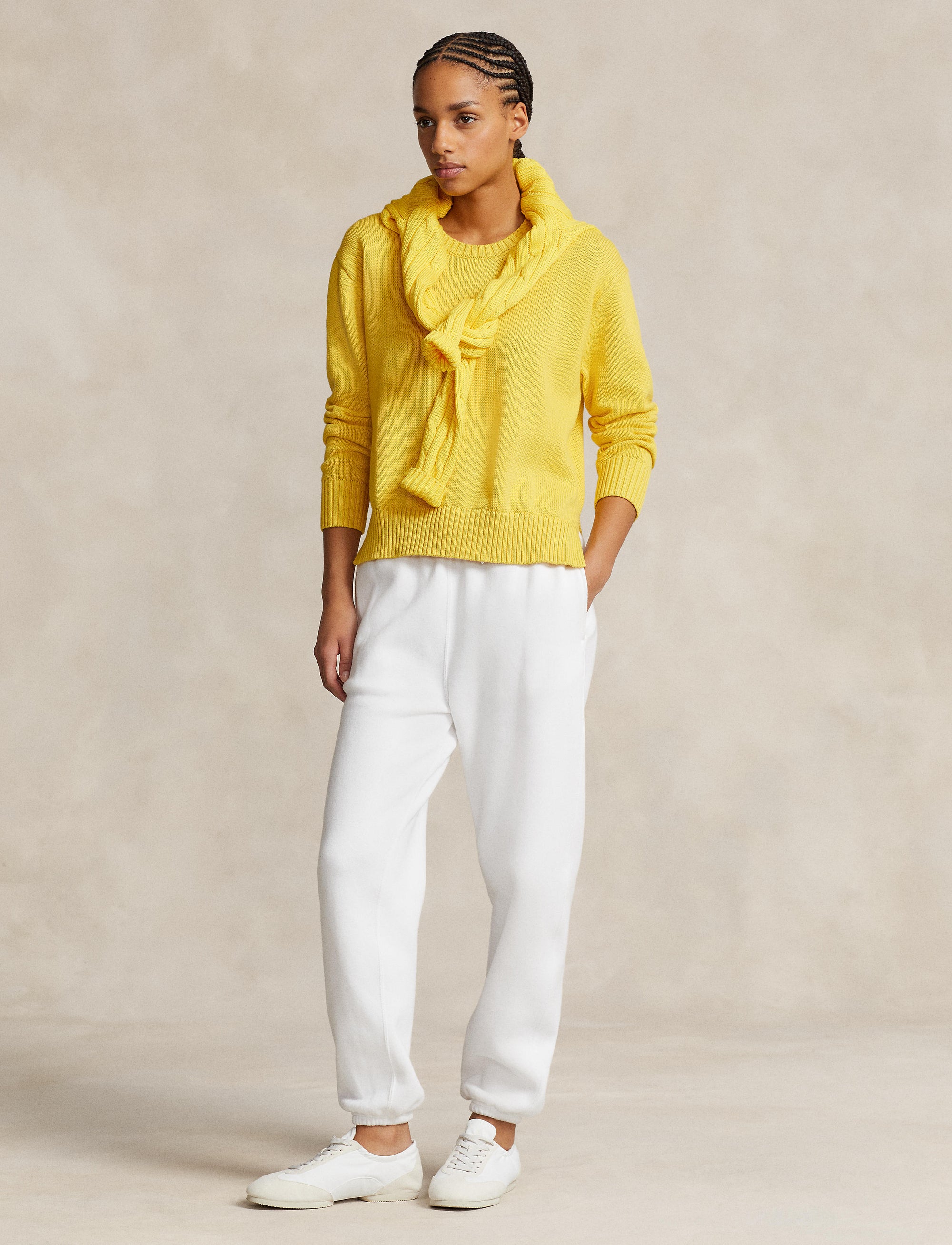 Pull col rond en coton  - Sunfish Yellow