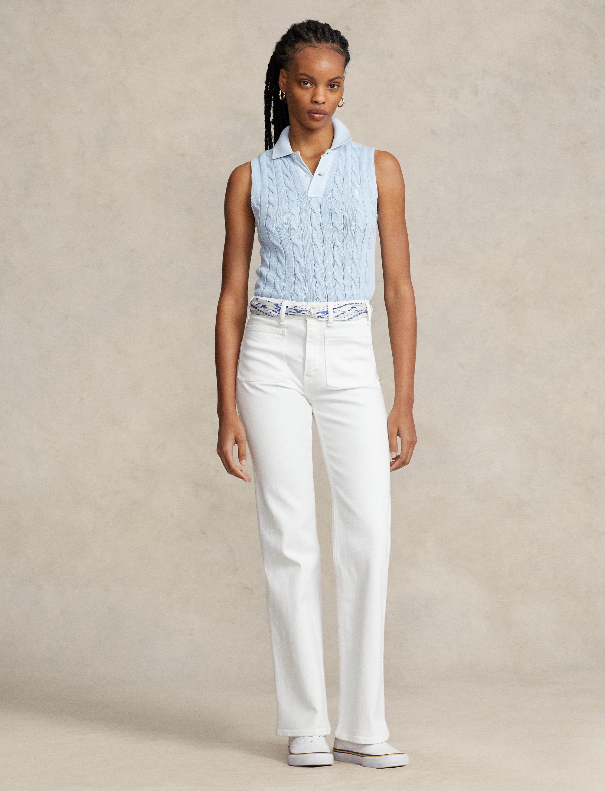 Polo torsadé sans manches - Office Blue