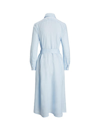 Robe-chemise à manches longues en lin - Light Blue