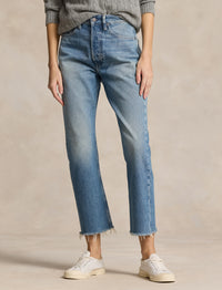 7/8 straight leg high waist jeans - Harlowe Wash