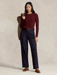 Pull Julianna à torsades en laine et cachemire mélangé - Garnet Red Melange