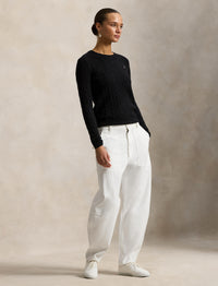 Julianna cable knit jumper in wool and cashmere blend - Polo Black
