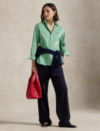 Relaxed Fit Striped Cotton Shirt - Green, Yellow & Multicolour