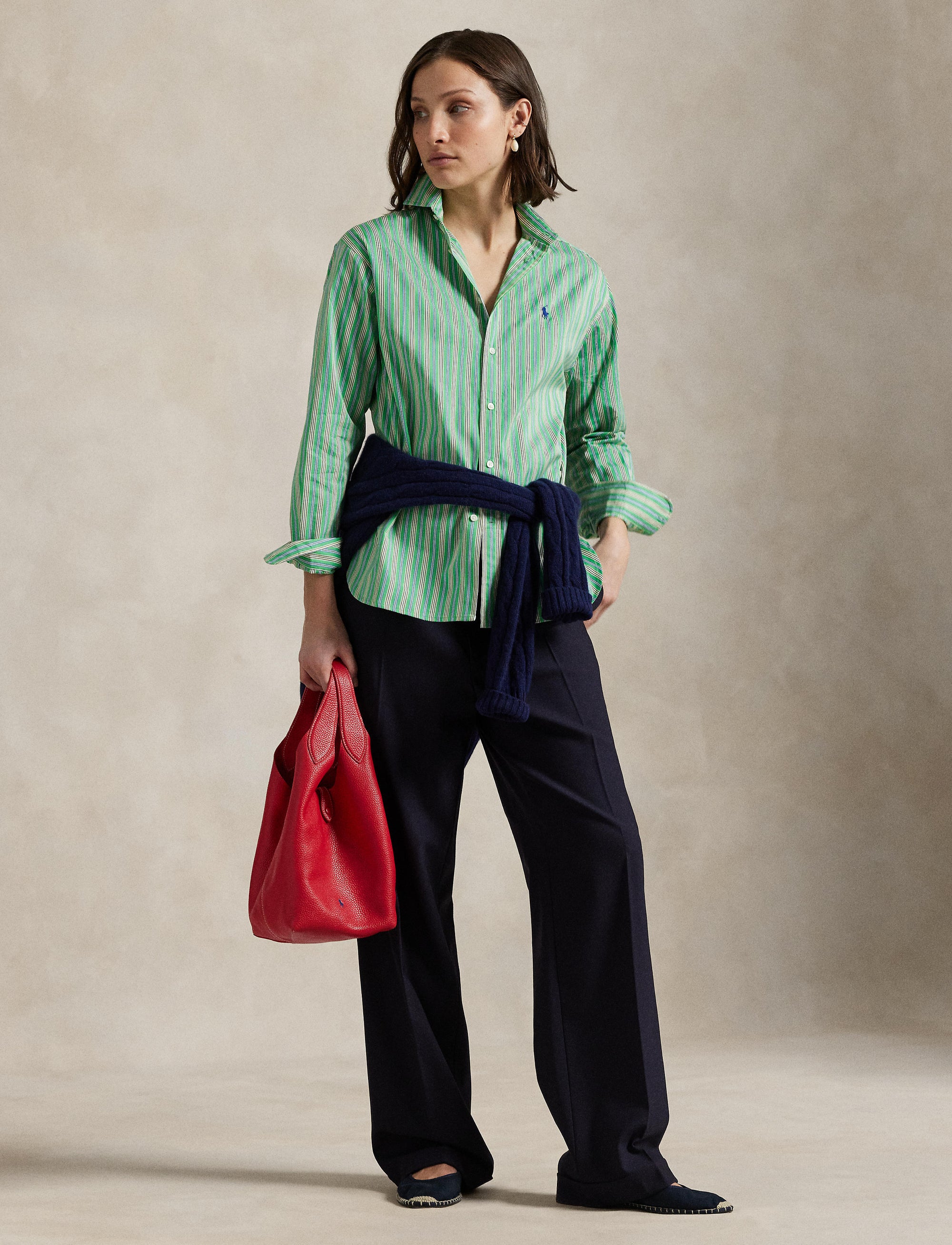 Relaxed Fit Striped Cotton Shirt - Green, Yellow & Multicolour