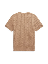 Pull torsadé à manches courtes en coton - Collection Camel Melange
