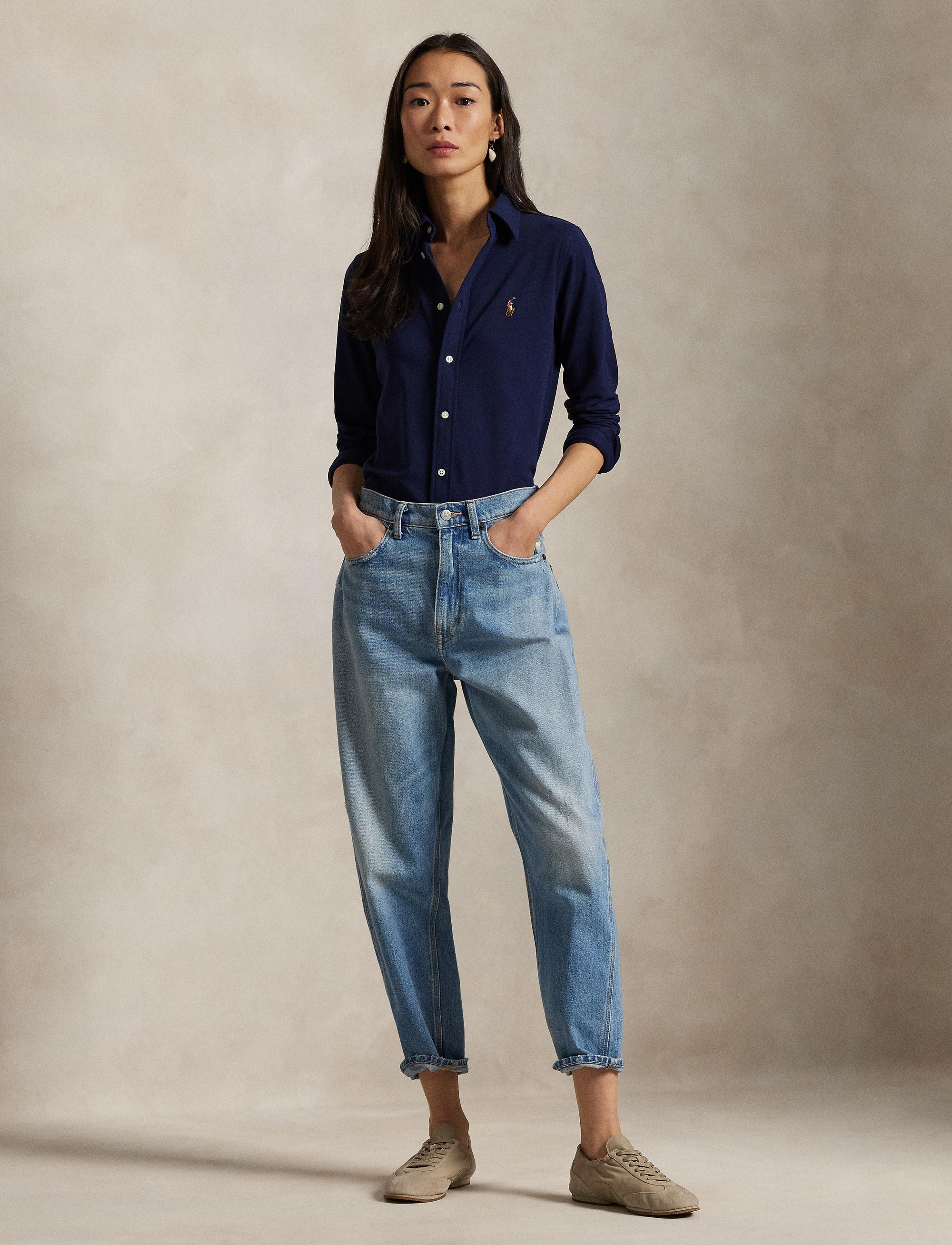 Chemise Oxford cintrée en coton - Cruise Navy