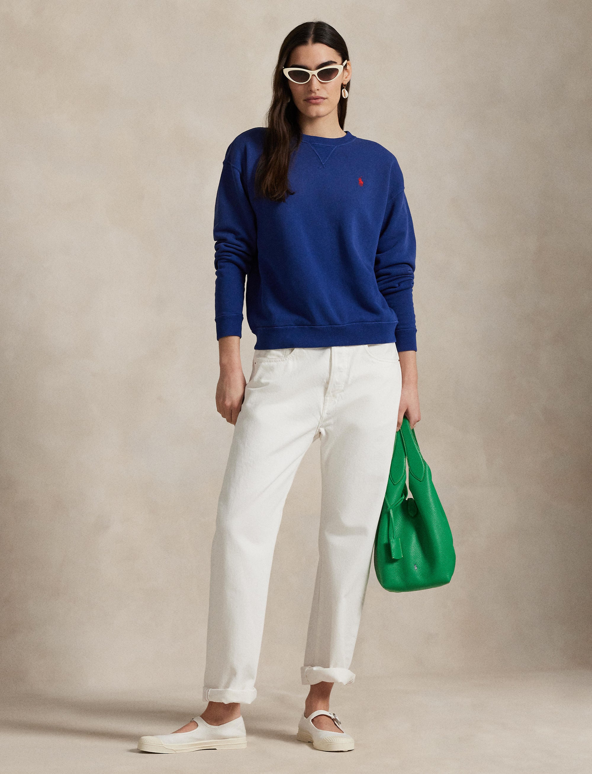 Pull col rond en molleton léger - Harrison Blue