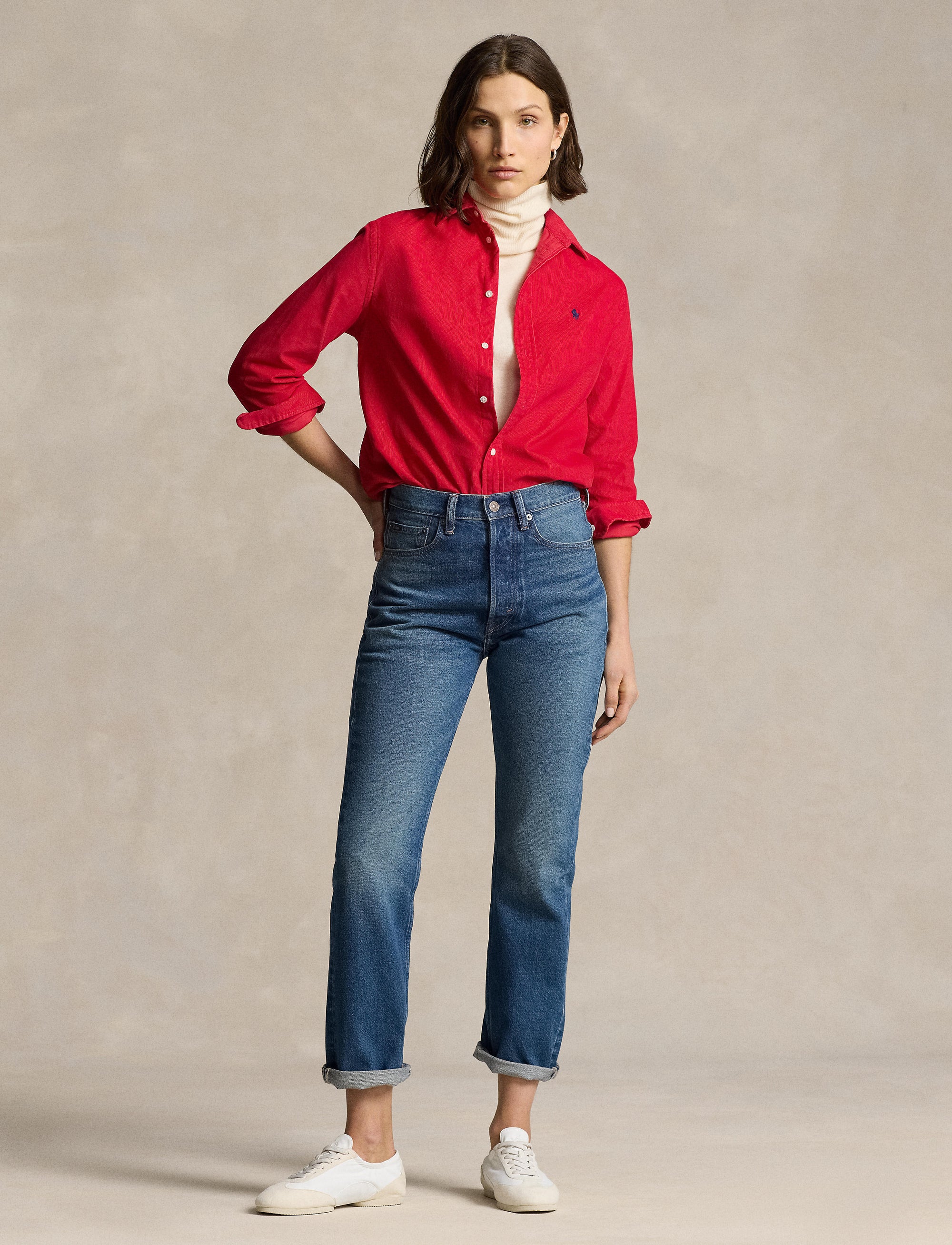 Chemise côtelé classique en velours - Ralph Red