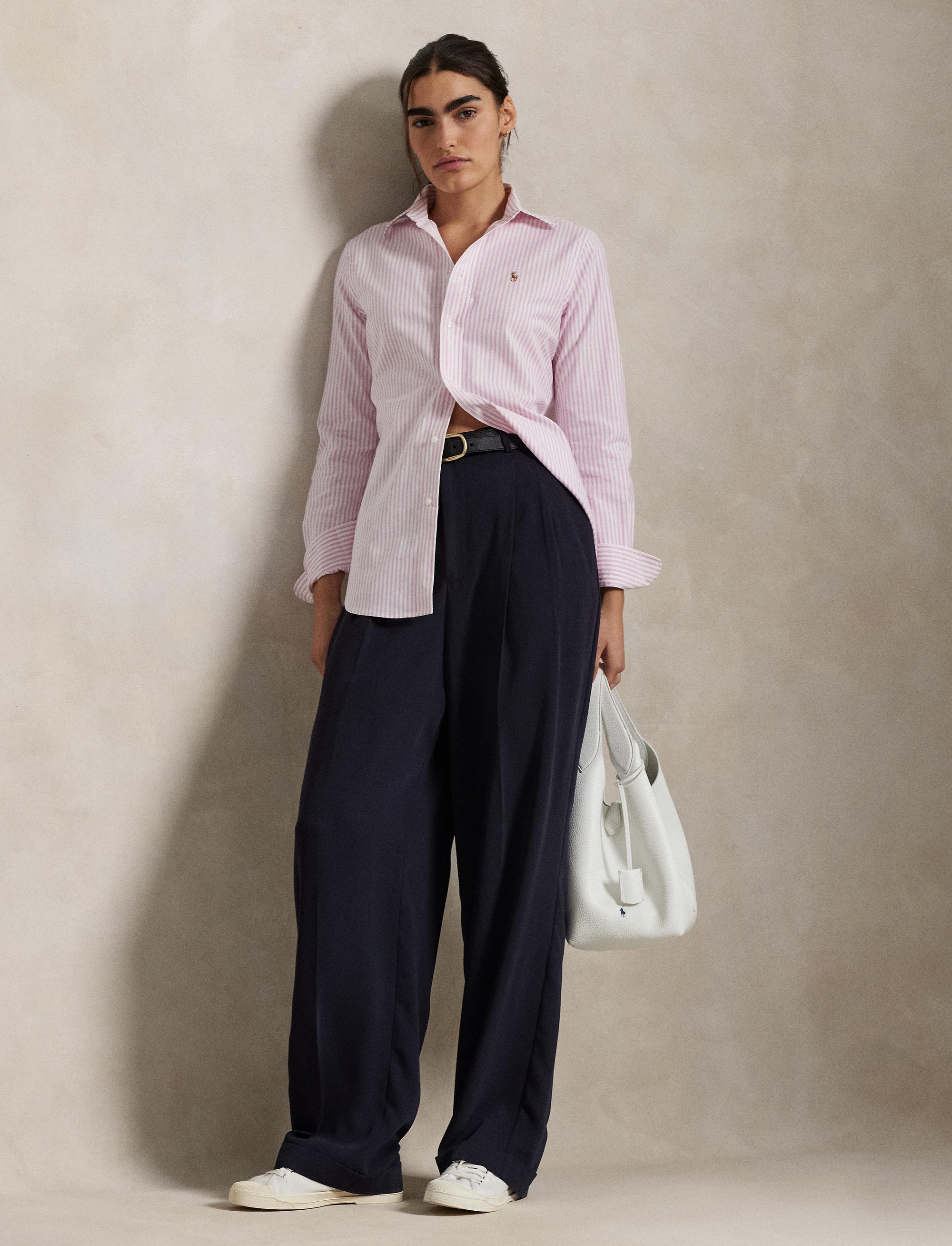 Chemise Oxford rayée Slim Fit stretch - White & Pink