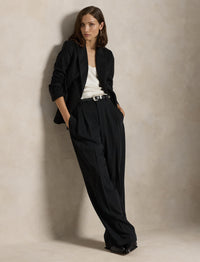 Scratched wool patch blazer - Polo Black