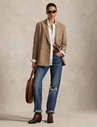 Blazer croisé en laine stretch - Camel