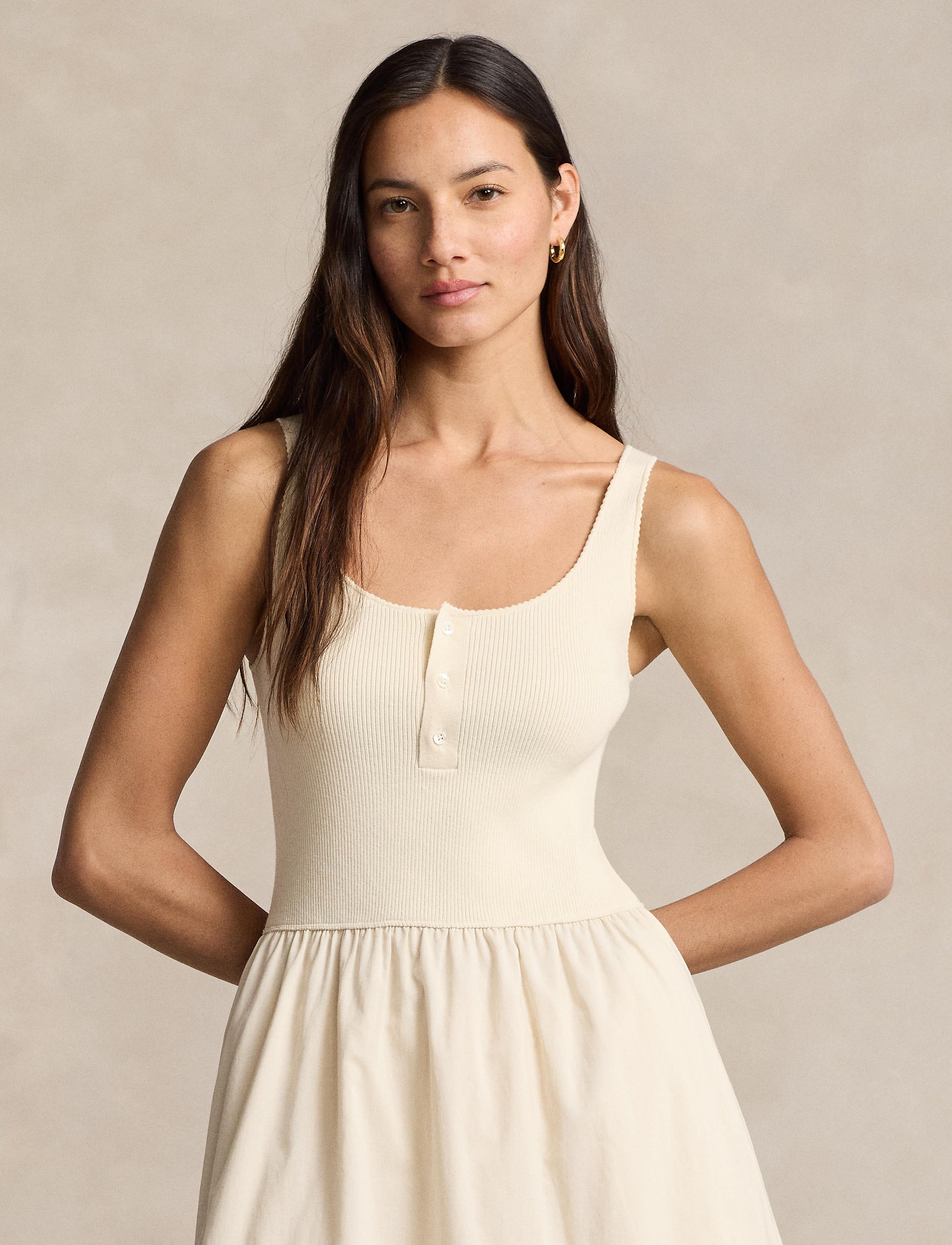 Robe sans manches bordée de dentelle - Antique Cream